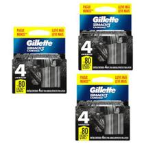 kit 3 Carga para Gillette MACH3 Carbono com 4 unid