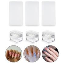 Kit 3 Carimbos de Silicone Raspador Francesinha Unhas Manicure Nail Designer Unhas Decoradas Profissional