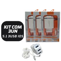 Kit 3 Carregador 5.1 Compativel Com Lightning/iPhone Atacado