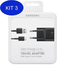 Kit 3 Carregador Turbo Samsung 15W Galaxy A8 2018 Sm-A530F