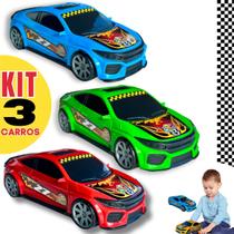 KIT 3 carrinhos de brinquedo grande menino carros esportivos para presente - BS Toys