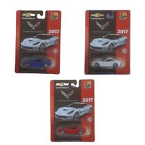 Kit 3 Carrinhos Miniatura Corvette 2017 Chevrolet Metal