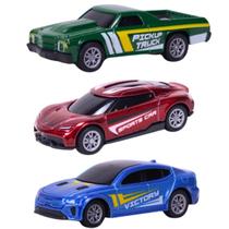 Kit 3 Carrinhos Miniatura Esportivo Die-cast Metal 1:64 CBS0624 - Castela