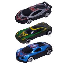 Kit 3 Carrinhos Miniatura Esportivo Roda Livre Escala 1:64 - Castela