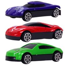 Kit 3 Carrinhos Miniatura Esportivo Roda Livre Metal Sortidos Escala 1:64 - Castela