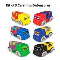 Kit 3 Carrinhos Os Defensores Marvel de Brinquedo Infantil