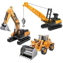 Kit 3 Carrinhos Realistas Escavadeira Guindaste Trator GLW Kit 3 Carrinhos Realistas Escavadeira Guindaste Trator GLW