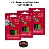 Kit 3 Cartão De Memória 16Gb Ultra Com Adaptador Sd Classe 10 Para Musica Video Foto - MasterDrive