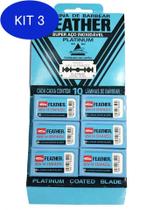 Kit 3 Cartela Lâmina Para Barbear Feather Platinum Inox 60