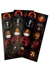 Kit 3 Cartelas Adesivo Redondo Halloween Festa Decoração