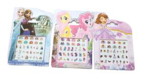 Kit 3 Cartelas Adesivo Unha Infantil Personagens Licenciado