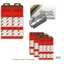 Kit 3 Cartelas de Lâminas Wilkinson Sword Barbearia Aço Inoxidável Lâmina de Barbear / 180 unid. Kit 3 Cartelas de Lâminas Wilkinson Sword Barbearia Aço Inoxidável Lâmina de Barbear / 180 unid.
