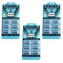 Kit 3 Cartelas Lâmina Para Barbear Feather Platinum 60 Unid