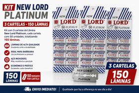 Kit 3 Cartelas Lâminas New Lord Platinum 150 Unidades para Barbear Suave e Preciso