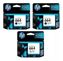 Kit 3 Cartucho HP 664 Preto E Color Original Lacrados