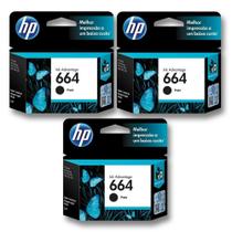 Kit 3 Cartucho Original 664 Preto Deskjet 1115 2134 2136 2676 3636 3776 3786