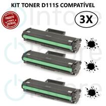 Kit 3 Cartuchos de Toner D111s MLT-D111s Compatível Impressora M2020 M2070 M2070w M2020w