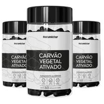 Kit 3 Carvão Vegetal Ativado Puro Suplemento Alimentar Natunéctar Legitimo Mineral Pó Original 180 Cápsulas