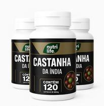 Kit 3 Castanha da Índia Natural 360 Cápsulas 500 mg Nutri Life