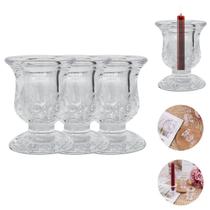 Kit 3 Castiçal de Vidro Porta Vela Enfeite Decoração Atacado