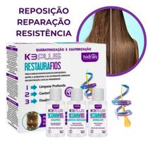 Kit 3 Cauterização Queratina K3 Plus Restaura Fios Hidran 50ml