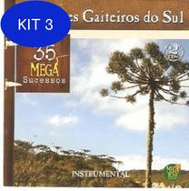 Kit 3 CD Melhores Gaiteiros do Sul 35 Mega Sucessos Instrumental