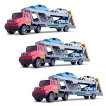 Kit 3 Cegonheira Truck Carreta Caminhão Brinquedo Com 12 Carros Criança