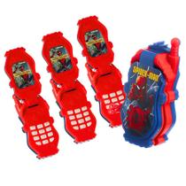 Kit 3 Celular De Brinquedo Flip Infantil Musical Com Som Princesas Spiderman