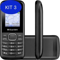 Kit 3 Celular LG B-220 B220 Preto 2 chips