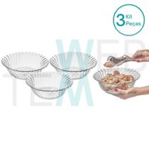 Kit 3 Centros de Mesa Fruteira Tigela Saladeira de Vidro California Vitazza: Decoração e Mesa Posta com Elegância e Praticidade Sustentável