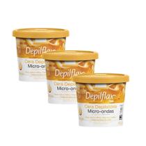 Kit 3 Cera de Microondas Depilação Corporal Buço Axila Virilha Natural Depilflax 100g