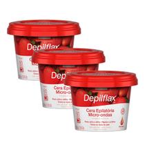 Kit 3 Cera de Microondas para Depilação Corporal Buço Axila e Virilha Morang Depilflax 200g