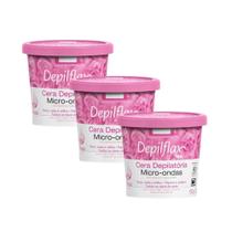 Kit 3 Cera de Microondas para Depilação Corporal Buço Axila e Virilha Rosas Depilflax 100g