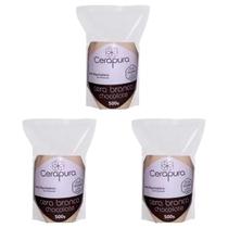 Kit 3 Cera depilatoria chocolate branco Elastica Total 1,5kg