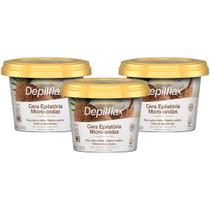 Kit 3 Cera Depilatoria Micro-ondas Coco Depilflax Buco Axila Virilha Todos os Tipos Pele Rapida 200g Kit 3 Cera Depilatoria Micro-ondas Coco Depilflax Buco Axila Virilha Todos os Tipos Pele Rapida 200g
