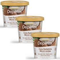 Kit 3 Cera Depilatória Micro-Ondas Depilflax Coco 100g