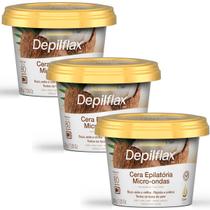 Kit 3 Cera Depilatória Micro-Ondas Depilflax Coco 200g