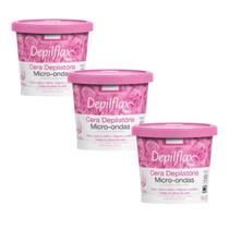 Kit 3 Cera Depilatória Micro-Ondas Depilflax Rosas 100g