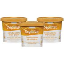 Kit 3 Cera Depilatoria Micro-ondas Natural Depilflax Buco Axila Virilha Todos Tipos Pele Rapida 300g Kit 3 Cera Depilatoria Micro-ondas Natural Depilflax Buco Axila Virilha Todos Tipos Pele Rapida 300g