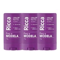 Kit 3 Cera Fixadora Cabelo Fixa Modela Alinha Fios em Bastão Ricca 15G