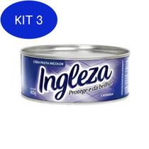 Kit 3 Cera Ingleza Em Pasta 400g Incolor