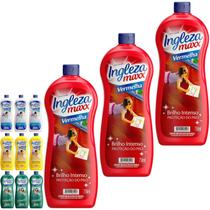 Kit 3 cera liquida ingleza maxx tradicional cerâmica ardósia madeira taco 750ml cada