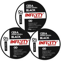 Kit 3 Cera Modeladora Antifrizz Black 160g - Infinity