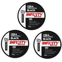 Kit 3 Cera Modeladora Antifrizz Black 80g - Infinity