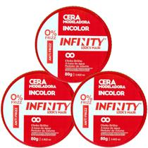 Kit 3 Cera Modeladora Antifrizz Incolor 80g - Infinity
