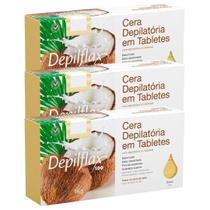 Kit 3 Cera Quente Depilatória Profissional Coco Depilflax Barra 1Kg Grande