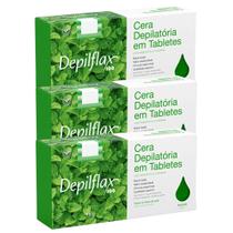 Kit 3 Cera Quente Depilatória Profissional Hortelã Depilflax Barra 1Kg Grande