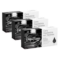 Kit 3 Cera Quente Elastica Depilatória Negra Depilflax 1kg