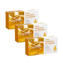 Kit 3 Cera Quente para Depilação em Tabletes Natural Depilatório Depilflax 1kg
