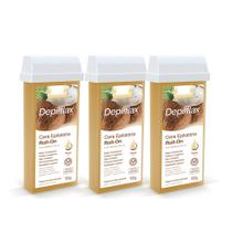 Kit 3 Cera Refil Depilação Roll On Quente Depilflax Coco 100g